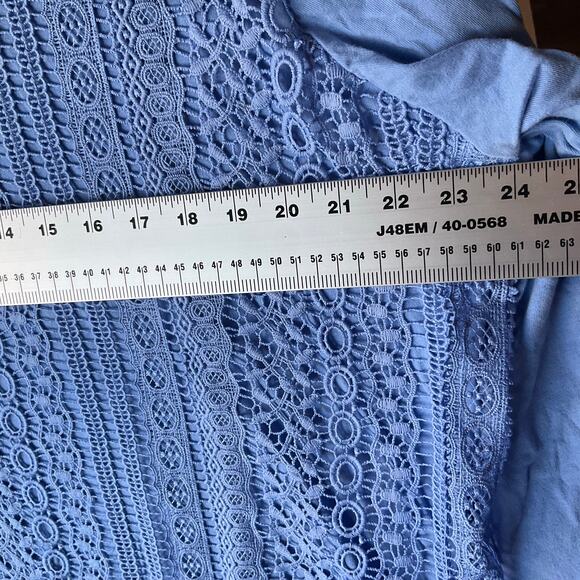 Woman Within Women Long Sleeve Stretchy Lace Blouse size L (18/20), Sweet Blue - Picture 4 of 8